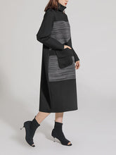 Women High Neck Stitching Stretch Casual Dress